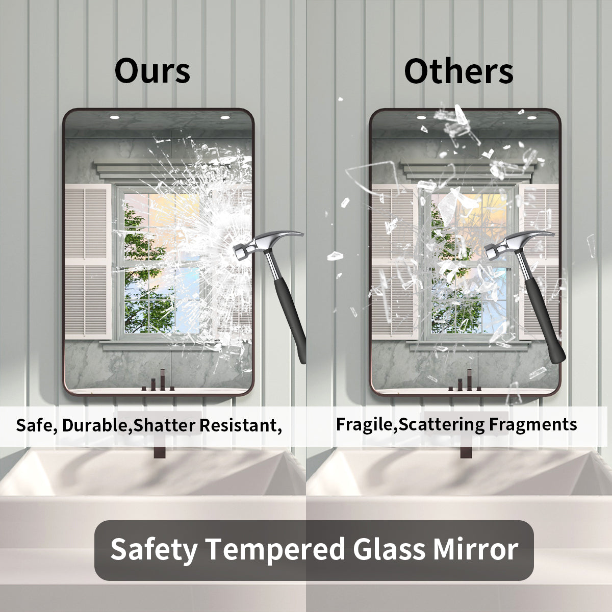 FMNP Taimei 24 in. W x 36 in. H Rectangular Framed Wall Bathroom Vanity Mirror