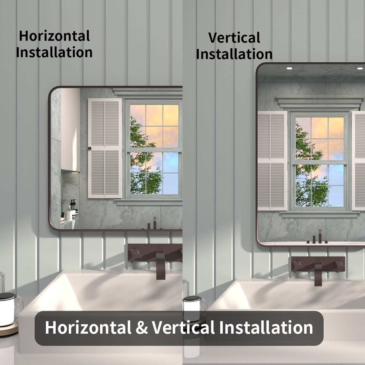FMNP Taimei 24 in. W x 36 in. H Rectangular Framed Wall Bathroom Vanity Mirror
