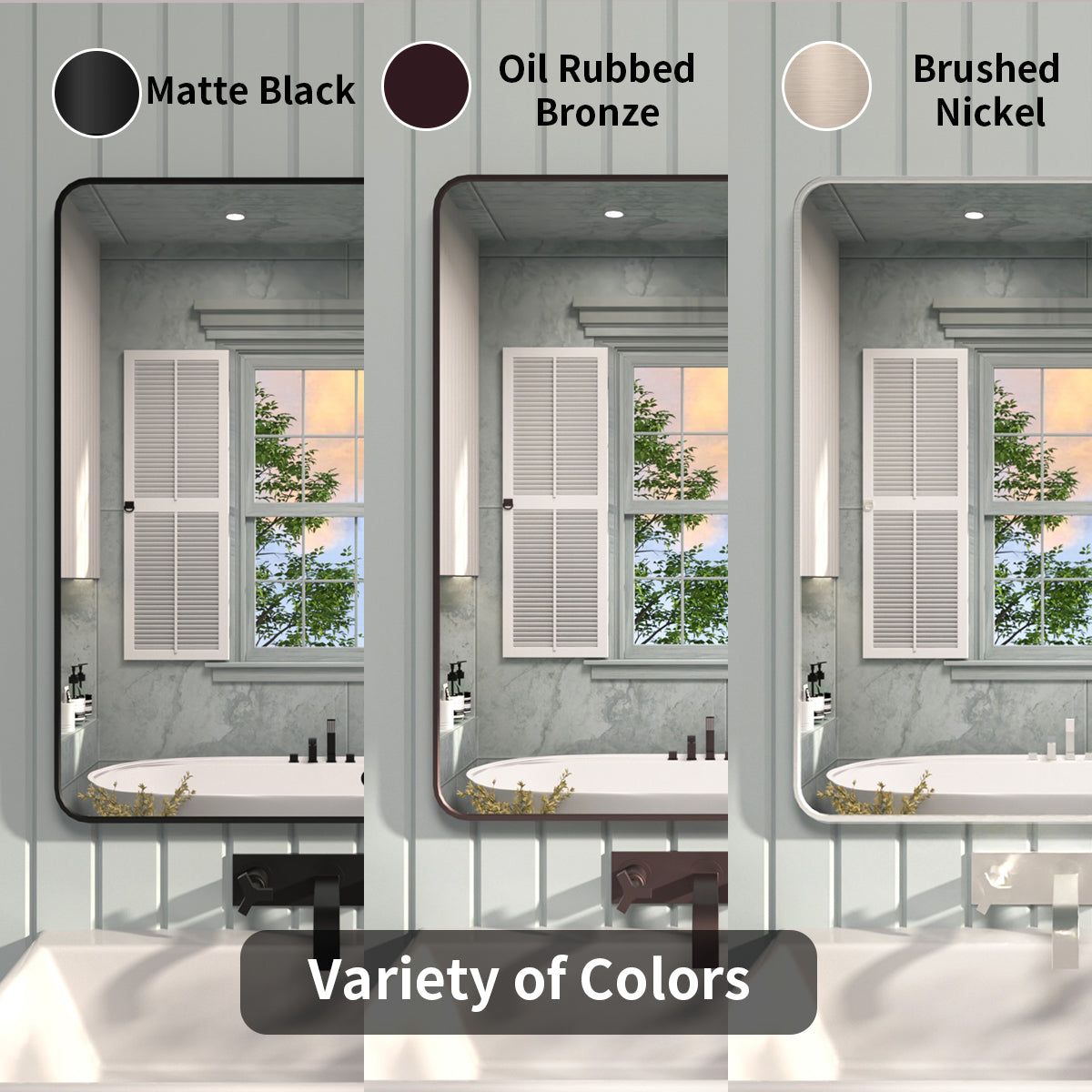 FMNP Taimei 24 in. W x 36 in. H Rectangular Framed Wall Bathroom Vanity Mirror