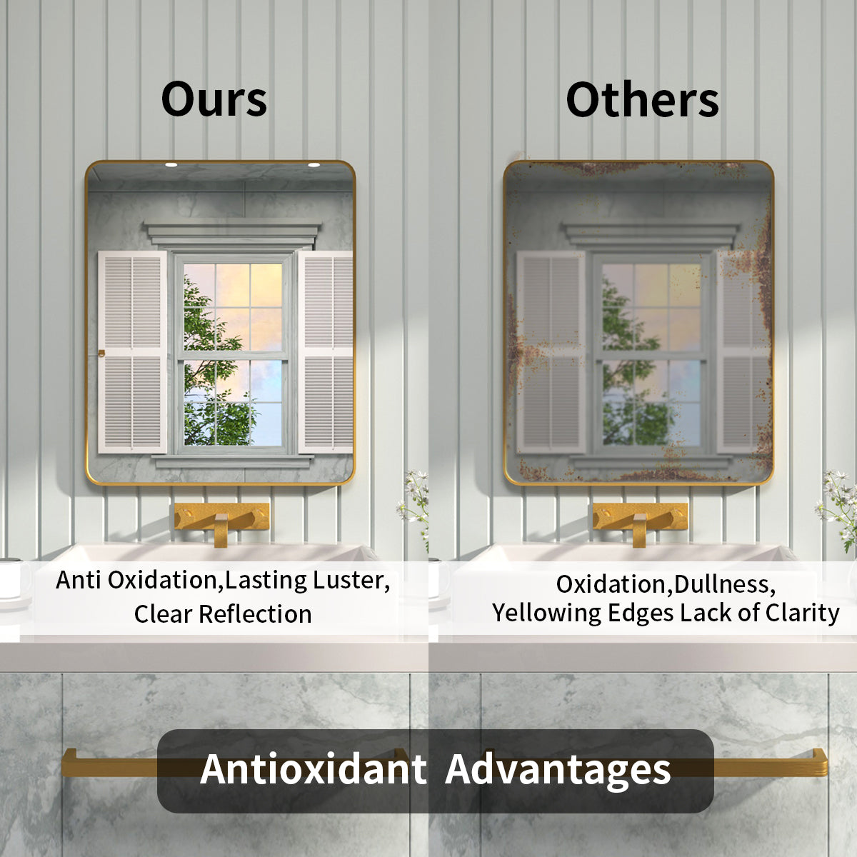 FMNP Taimei 30 in. W x 36 in. H Rectangular Framed Wall Bathroom Vanity Mirror