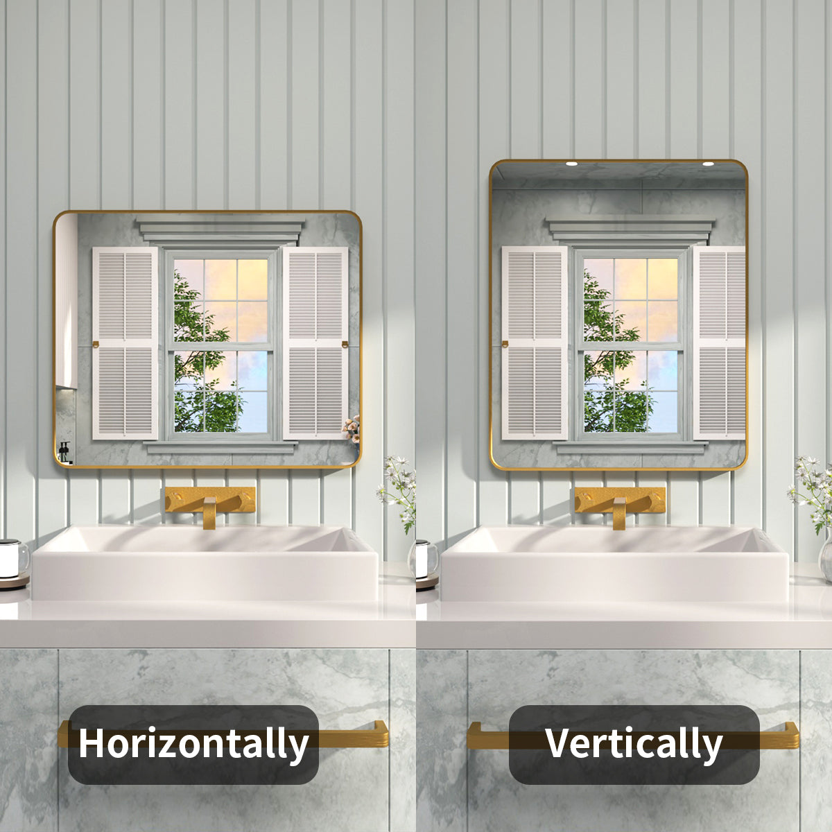 FMNP Taimei 30 in. W x 36 in. H Rectangular Framed Wall Bathroom Vanity Mirror