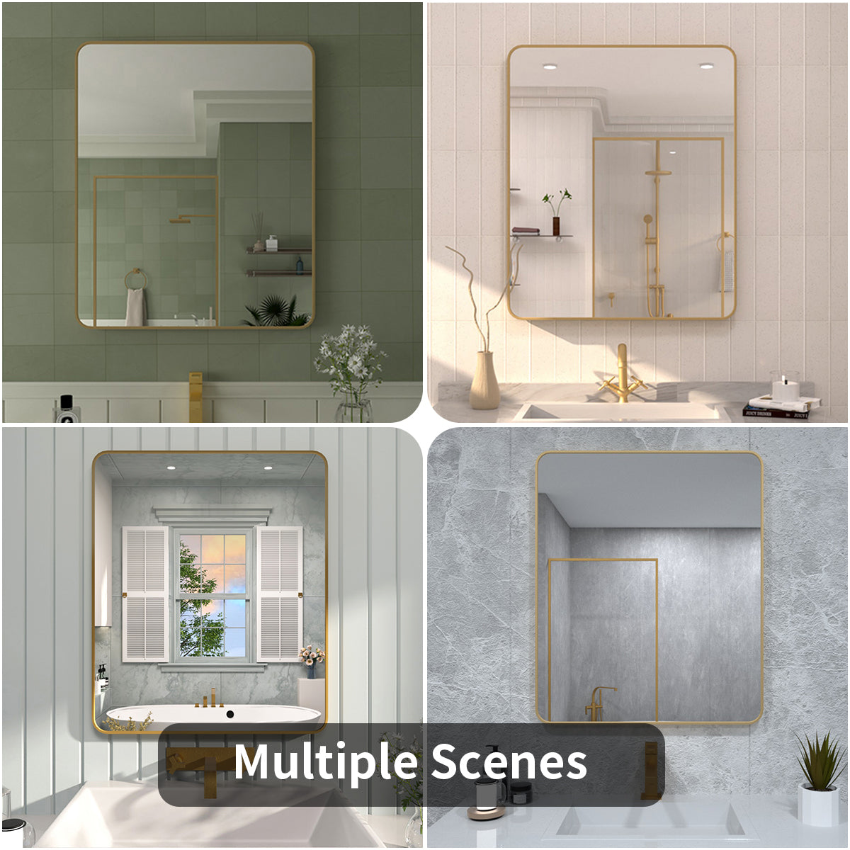 FMNP Taimei 30 in. W x 36 in. H Rectangular Framed Wall Bathroom Vanity Mirror