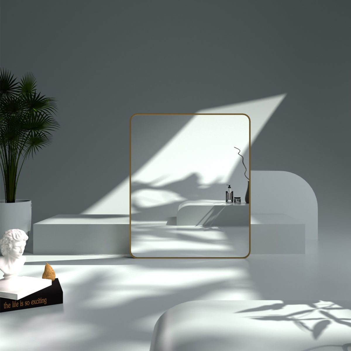 FMNP Taimei 30 in. W x 36 in. H Rectangular Framed Wall Bathroom Vanity Mirror