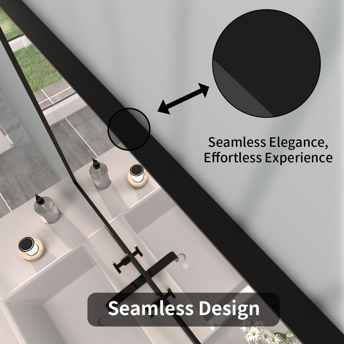 FMNP Taimei 30 in. W x 36 in. H Rectangular Framed Wall Bathroom Vanity Mirror