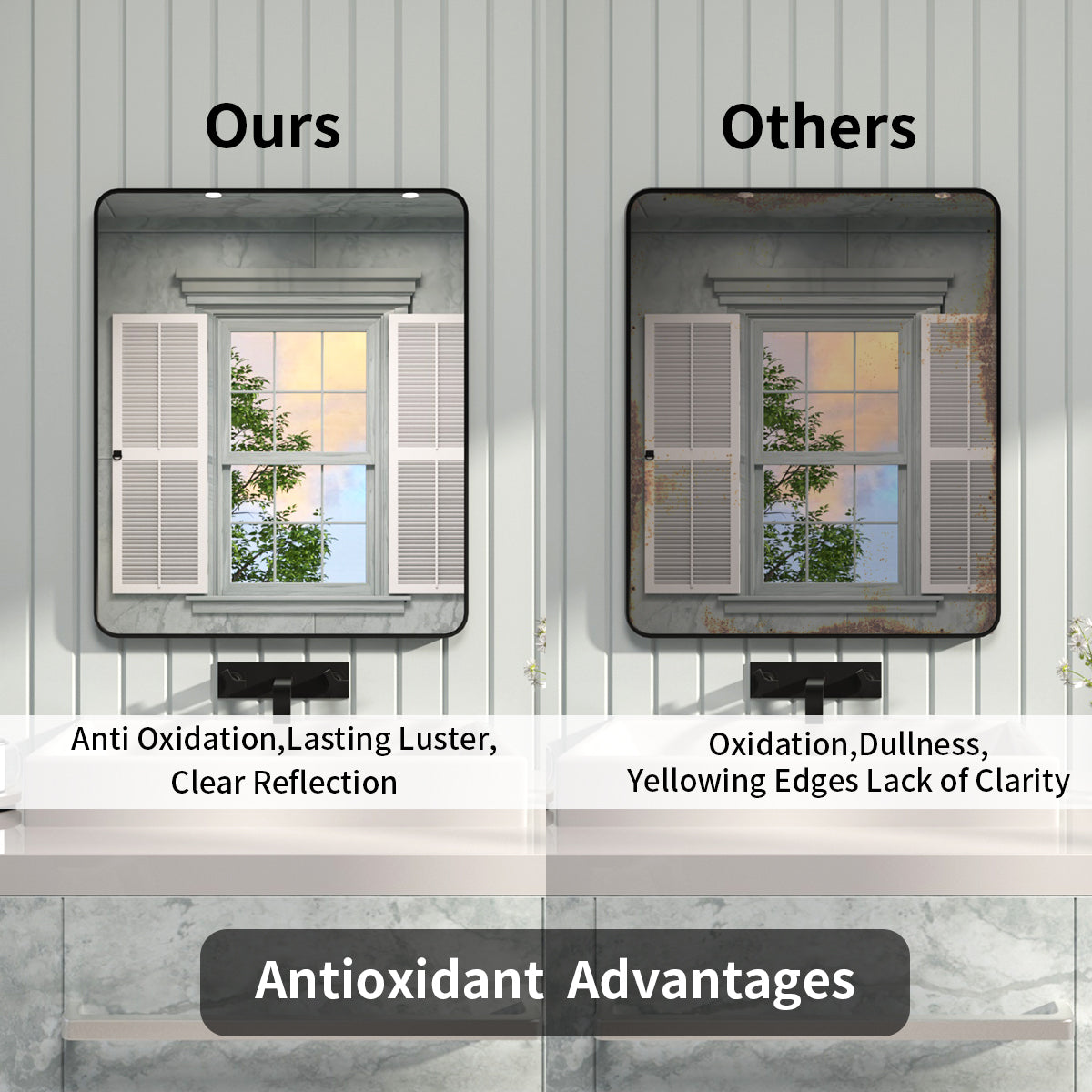 FMNP Taimei 30 in. W x 36 in. H Rectangular Framed Wall Bathroom Vanity Mirror