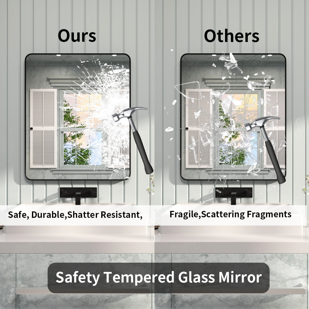 FMNP Taimei 30 in. W x 36 in. H Rectangular Framed Wall Bathroom Vanity Mirror