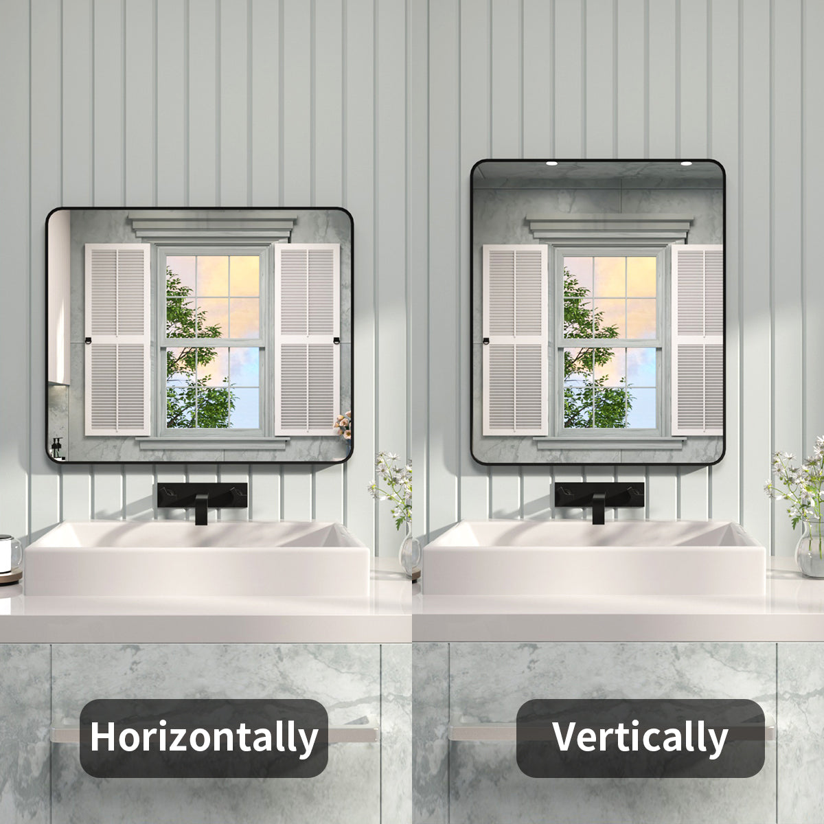 FMNP Taimei 30 in. W x 36 in. H Rectangular Framed Wall Bathroom Vanity Mirror