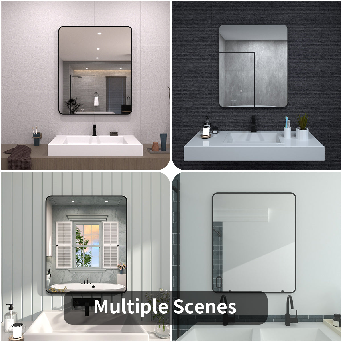 FMNP Taimei 30 in. W x 36 in. H Rectangular Framed Wall Bathroom Vanity Mirror