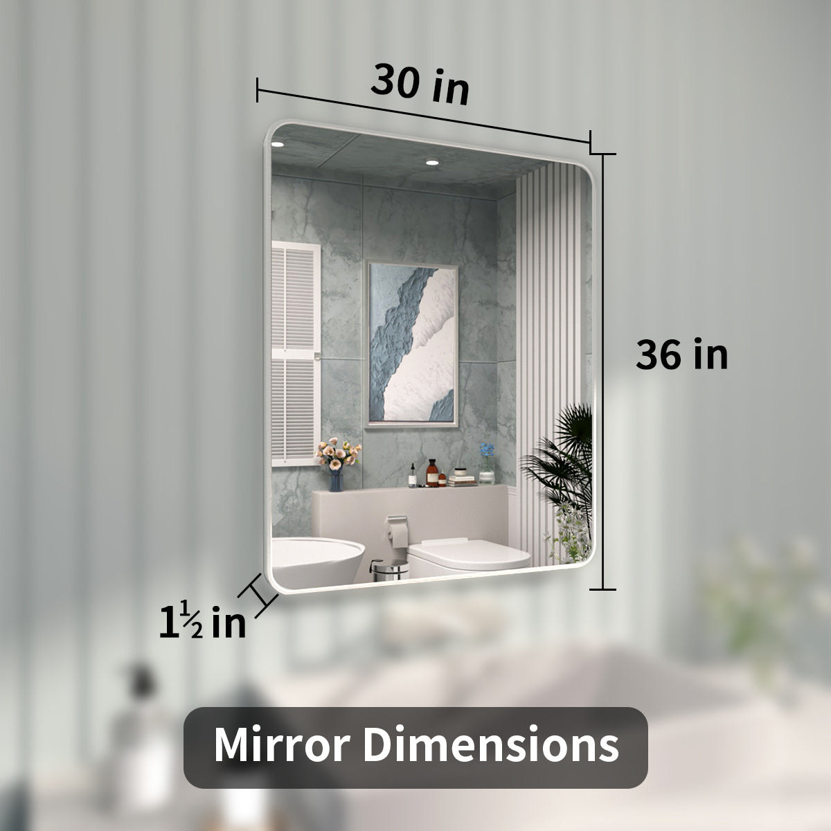 FMNP Taimei 30 in. W x 36 in. H Rectangular Framed Wall Bathroom Vanity Mirror