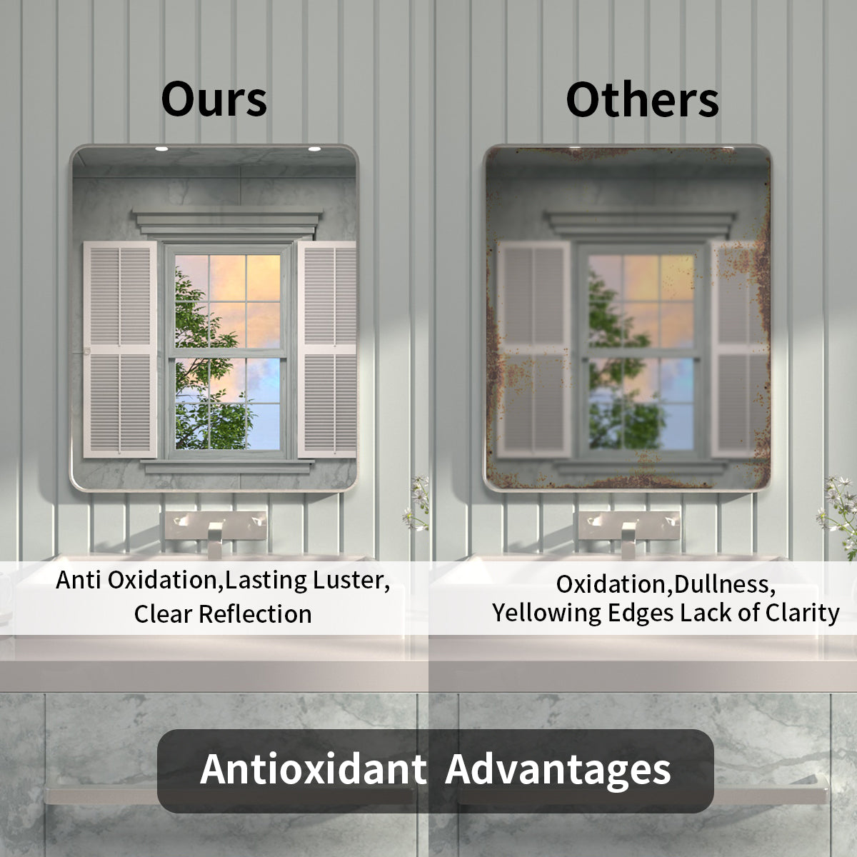 FMNP Taimei 30 in. W x 36 in. H Rectangular Framed Wall Bathroom Vanity Mirror