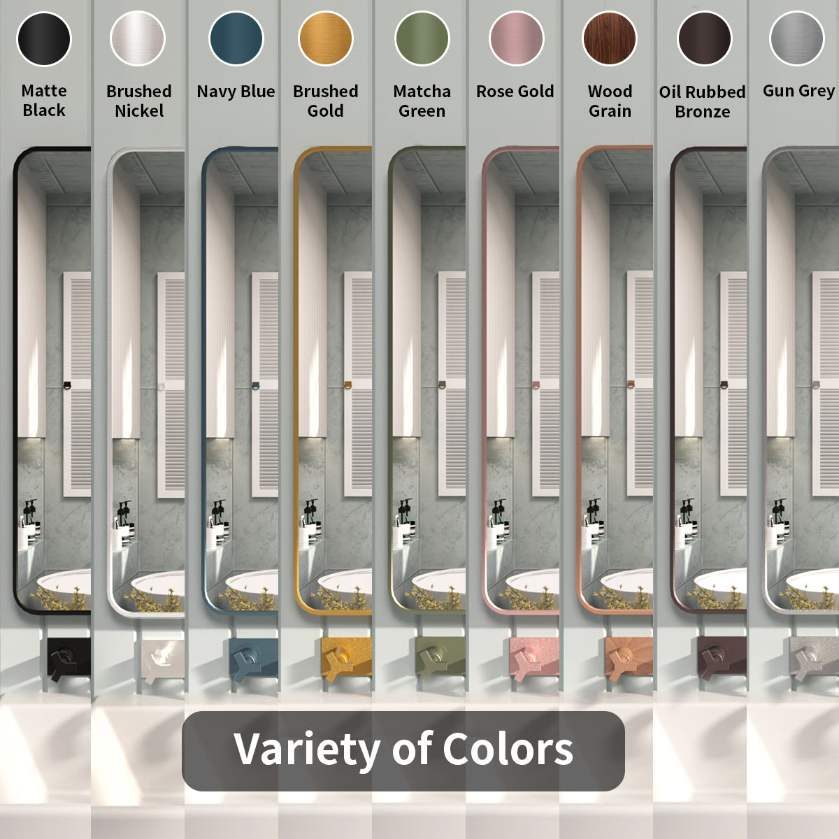 FMNP Taimei 30 in. W x 36 in. H Rectangular Framed Wall Bathroom Vanity Mirror