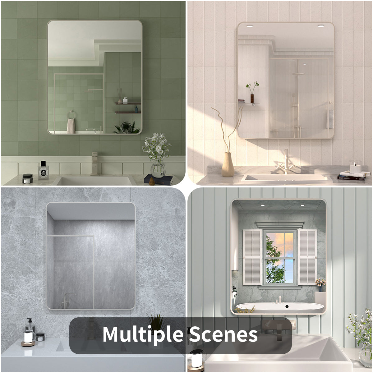 FMNP Taimei 30 in. W x 36 in. H Rectangular Framed Wall Bathroom Vanity Mirror