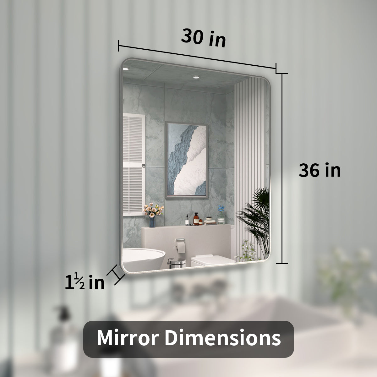 FMNP Taimei 30 in. W x 36 in. H Rectangular Framed Wall Bathroom Vanity Mirror