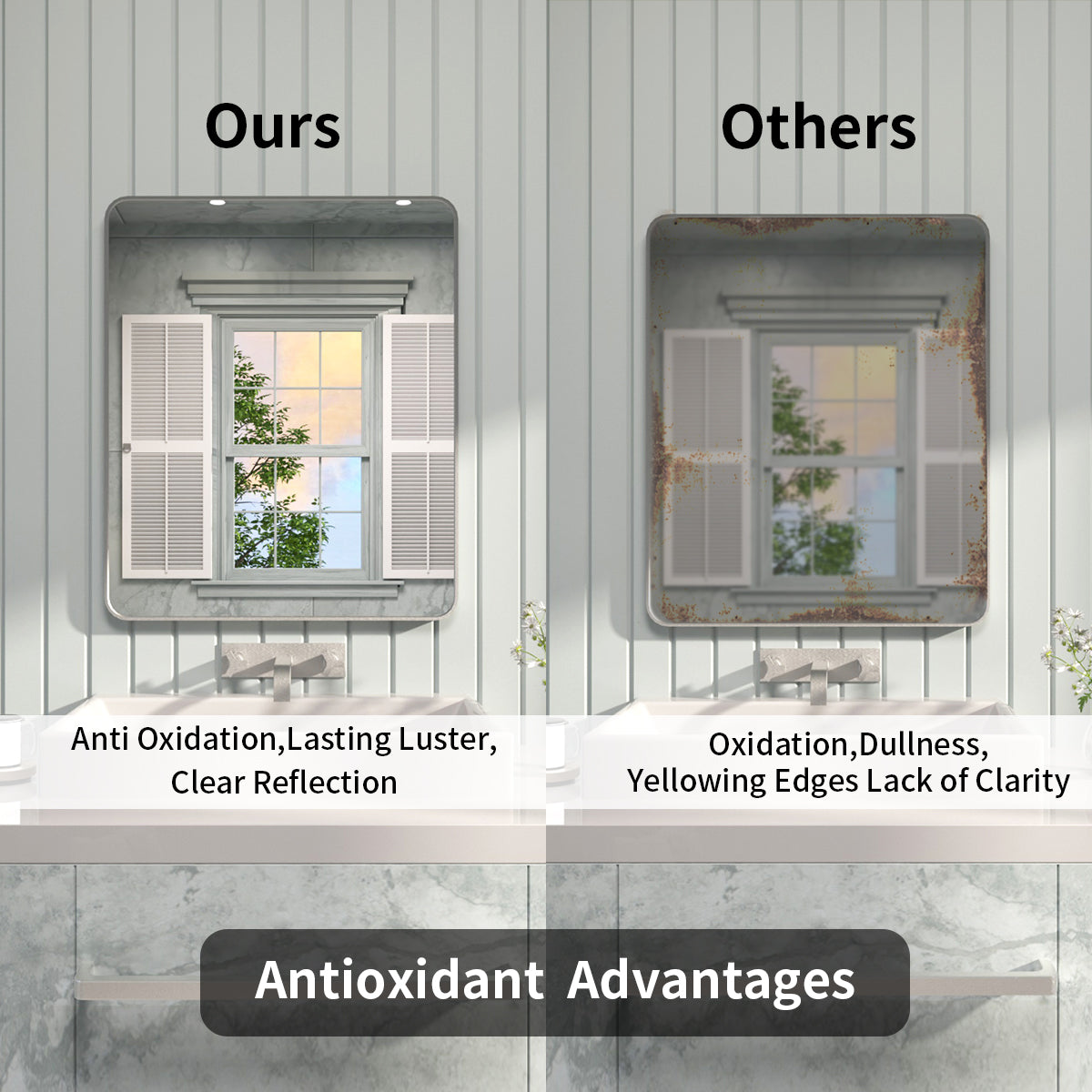 FMNP Taimei 30 in. W x 36 in. H Rectangular Framed Wall Bathroom Vanity Mirror