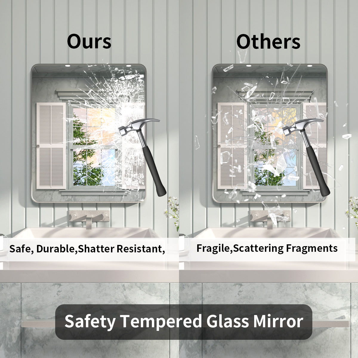 FMNP Taimei 30 in. W x 36 in. H Rectangular Framed Wall Bathroom Vanity Mirror