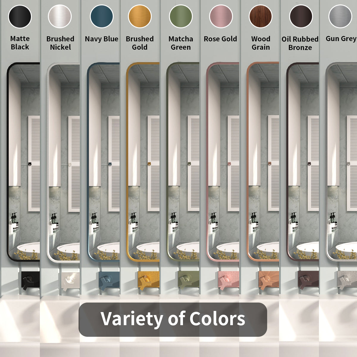 FMNP Taimei 30 in. W x 36 in. H Rectangular Framed Wall Bathroom Vanity Mirror