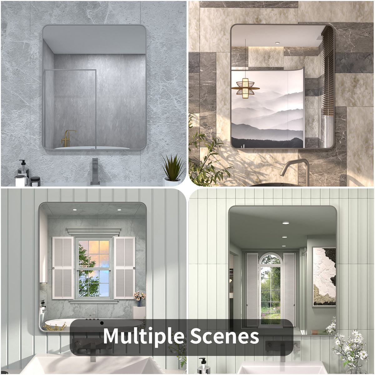 FMNP Taimei 30 in. W x 36 in. H Rectangular Framed Wall Bathroom Vanity Mirror