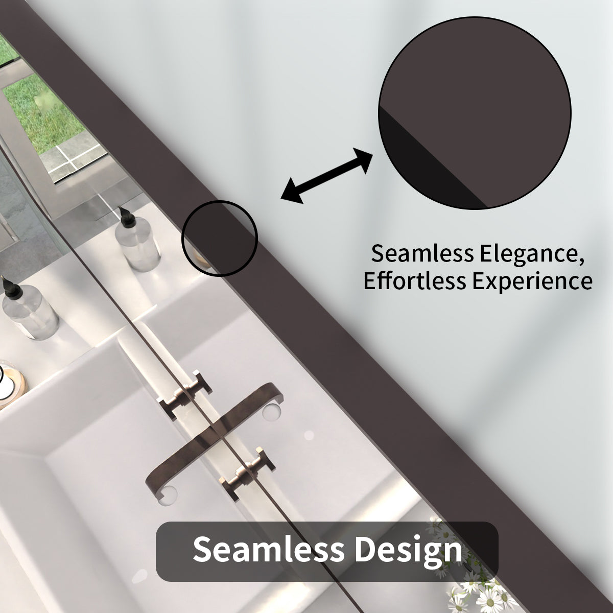 FMNP Taimei 30 in. W x 36 in. H Rectangular Framed Wall Bathroom Vanity Mirror