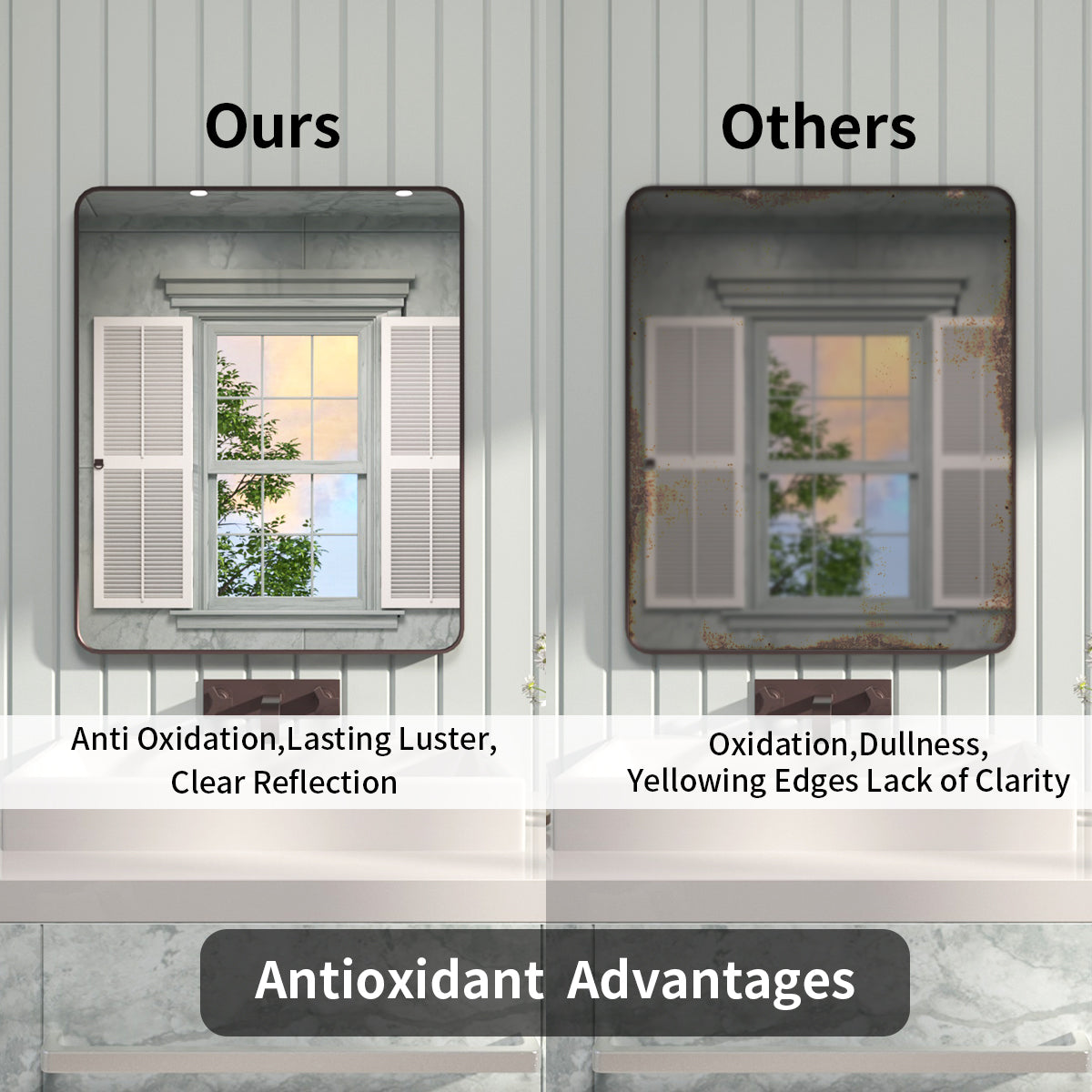 FMNP Taimei 30 in. W x 36 in. H Rectangular Framed Wall Bathroom Vanity Mirror