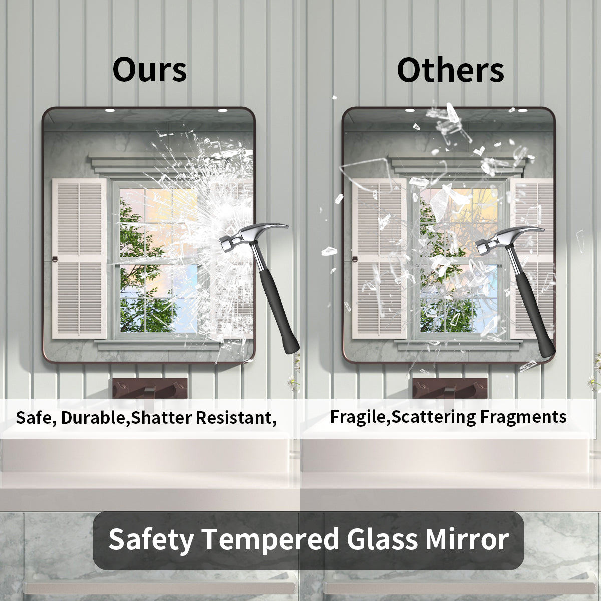 FMNP Taimei 30 in. W x 36 in. H Rectangular Framed Wall Bathroom Vanity Mirror