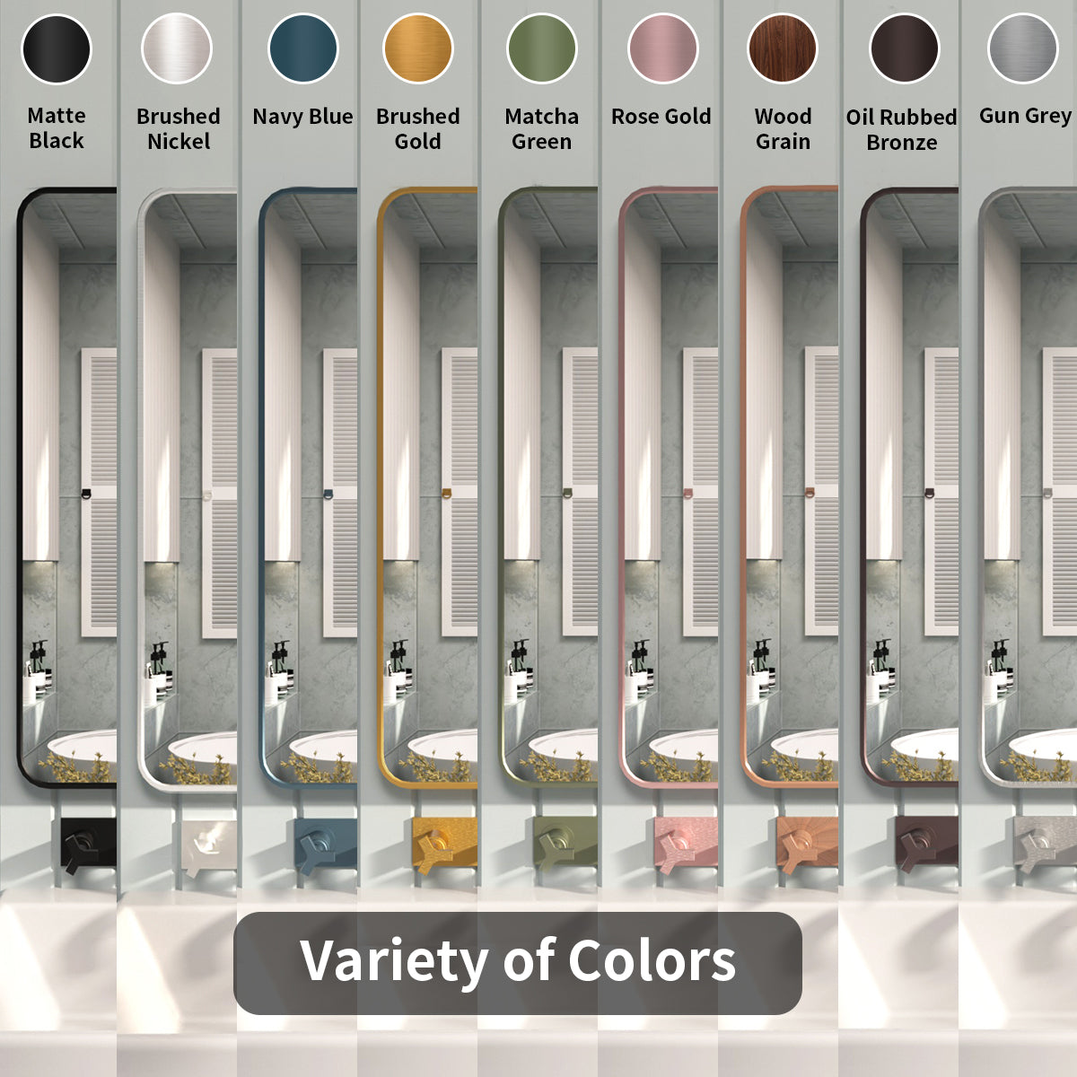 FMNP Taimei 30 in. W x 36 in. H Rectangular Framed Wall Bathroom Vanity Mirror