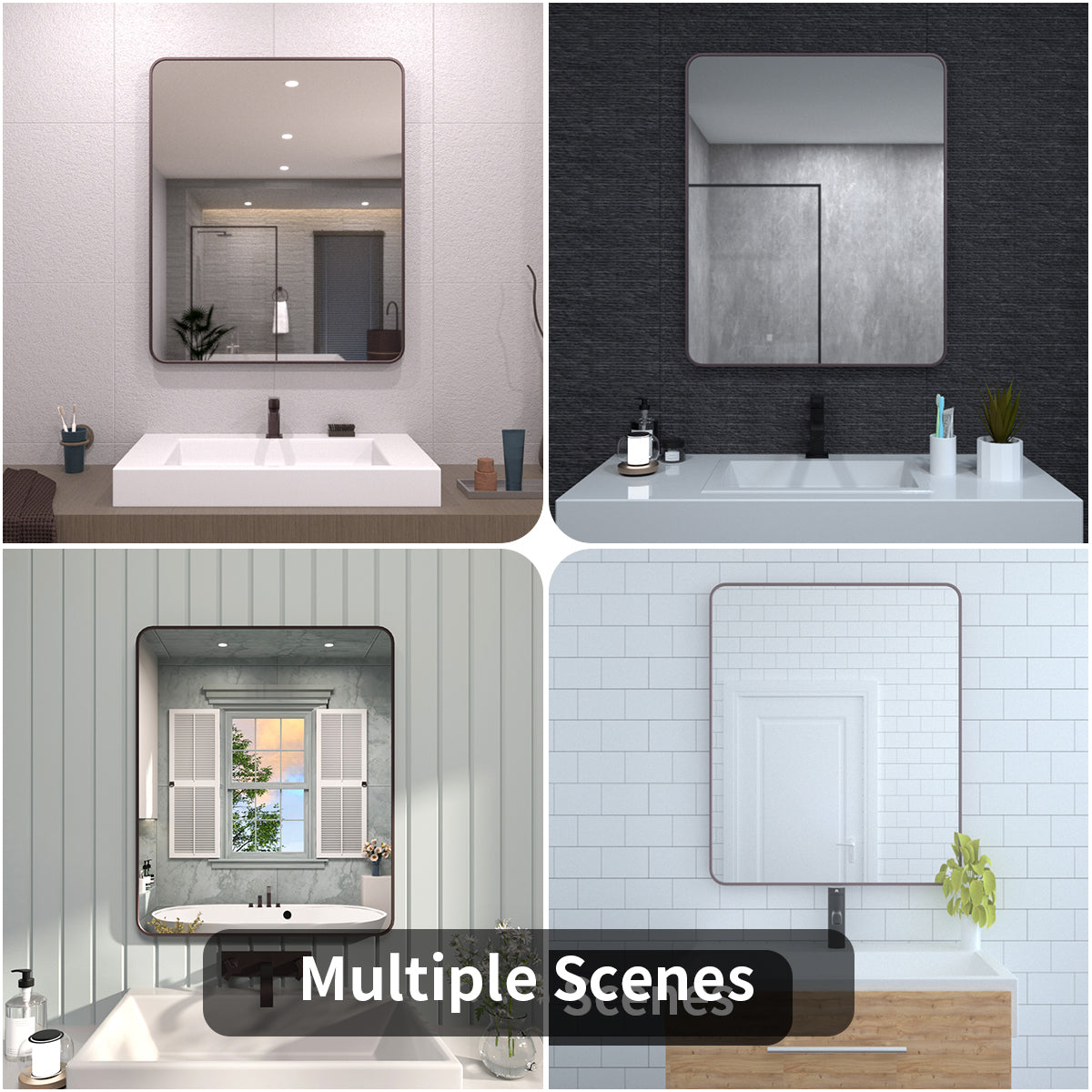 FMNP Taimei 30 in. W x 36 in. H Rectangular Framed Wall Bathroom Vanity Mirror