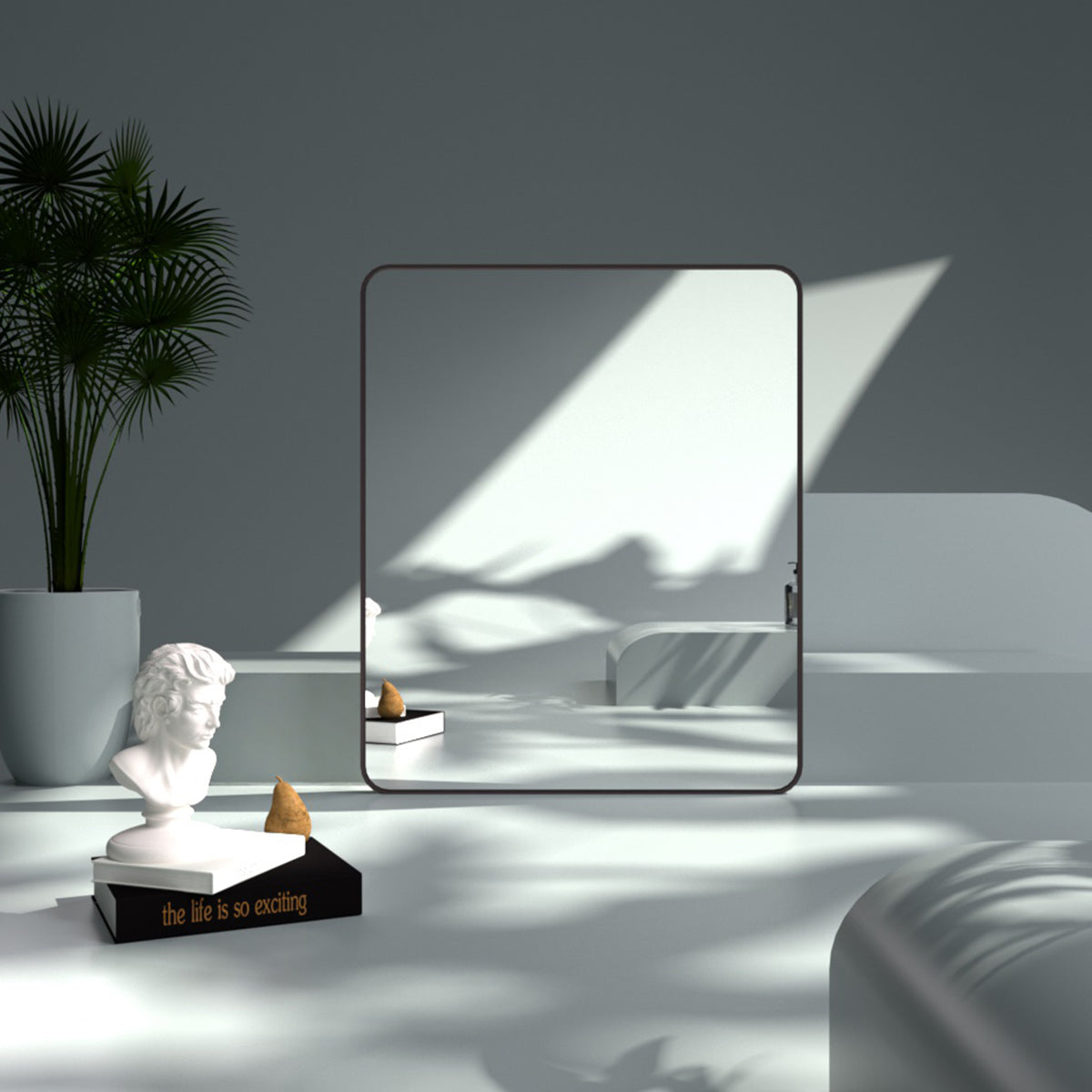 FMNP Taimei 30 in. W x 36 in. H Rectangular Framed Wall Bathroom Vanity Mirror