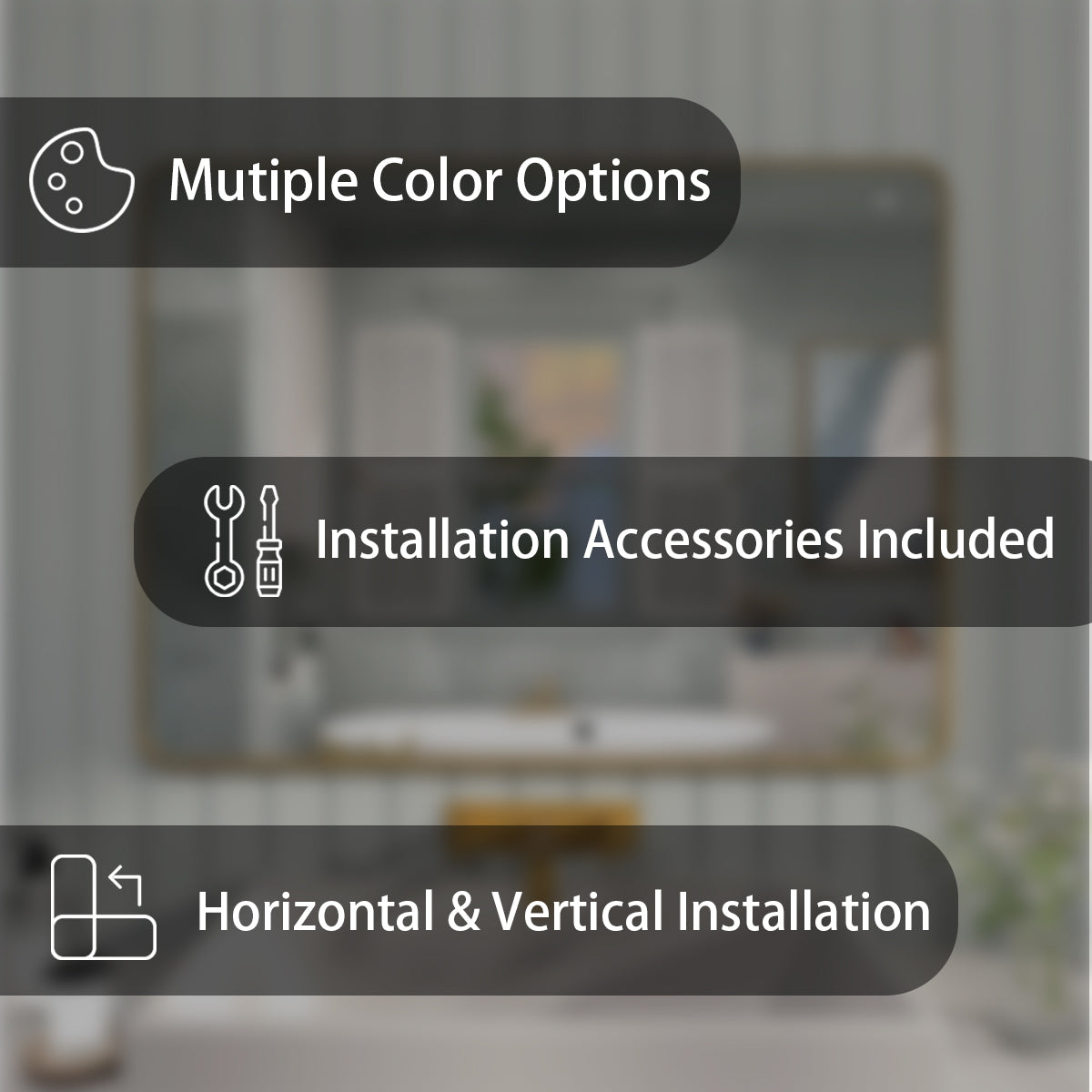 FMNP Taimei 48 in. W x 36 in. H Rectangular Framed Wall Bathroom Vanity Mirror