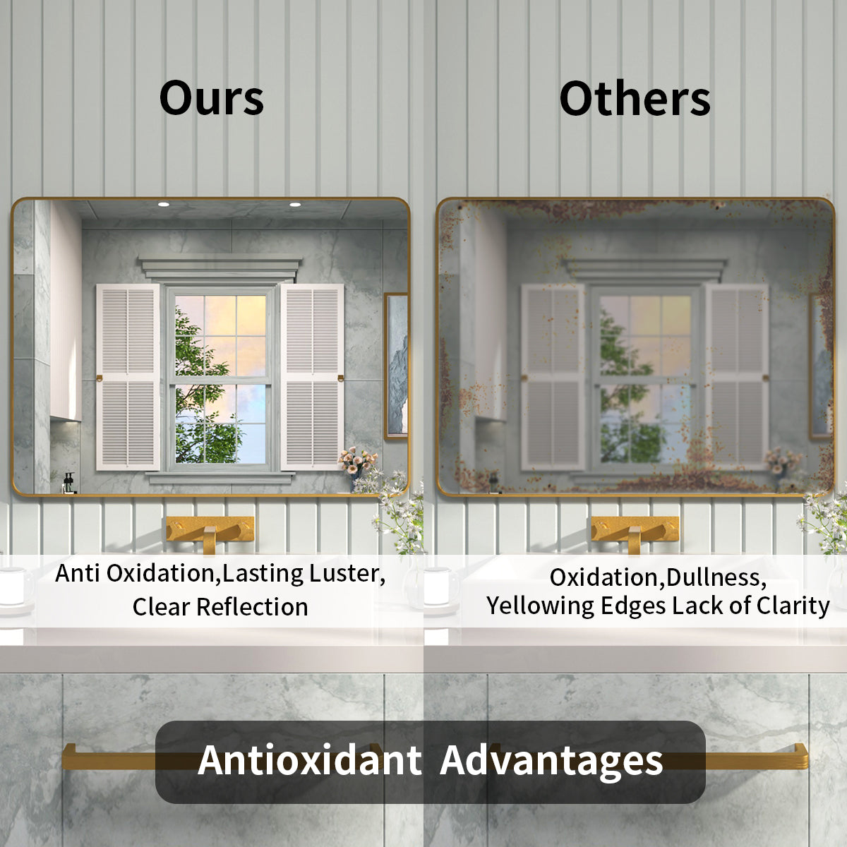 FMNP Taimei 48 in. W x 36 in. H Rectangular Framed Wall Bathroom Vanity Mirror