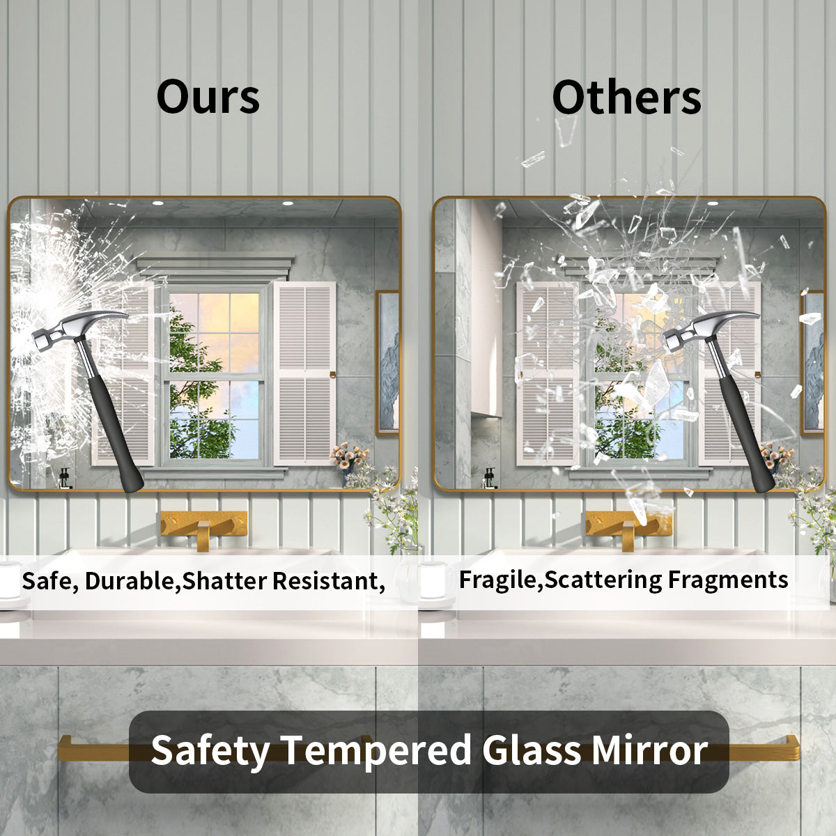 FMNP Taimei 48 in. W x 36 in. H Rectangular Framed Wall Bathroom Vanity Mirror