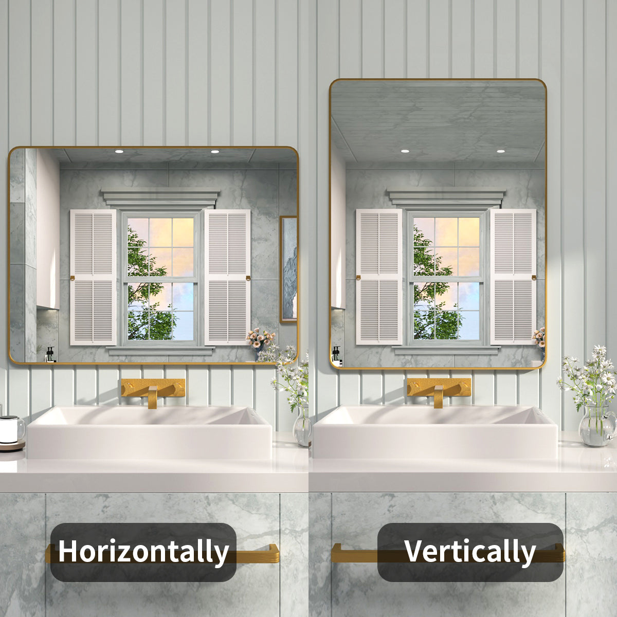 FMNP Taimei 48 in. W x 36 in. H Rectangular Framed Wall Bathroom Vanity Mirror