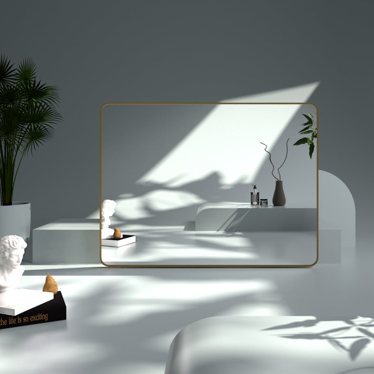 FMNP Taimei 48 in. W x 36 in. H Rectangular Framed Wall Bathroom Vanity Mirror