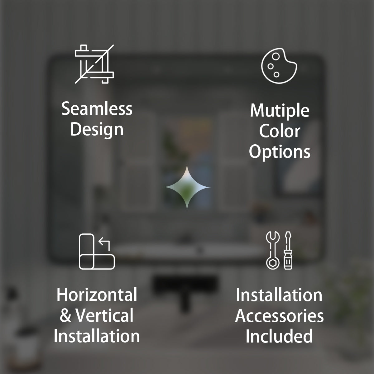 FMNP Taimei 48 in. W x 36 in. H Rectangular Framed Wall Bathroom Vanity Mirror