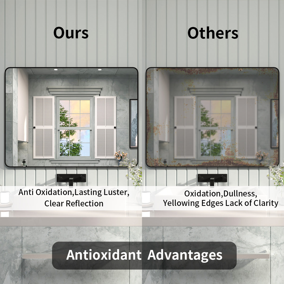 FMNP Taimei 48 in. W x 36 in. H Rectangular Framed Wall Bathroom Vanity Mirror