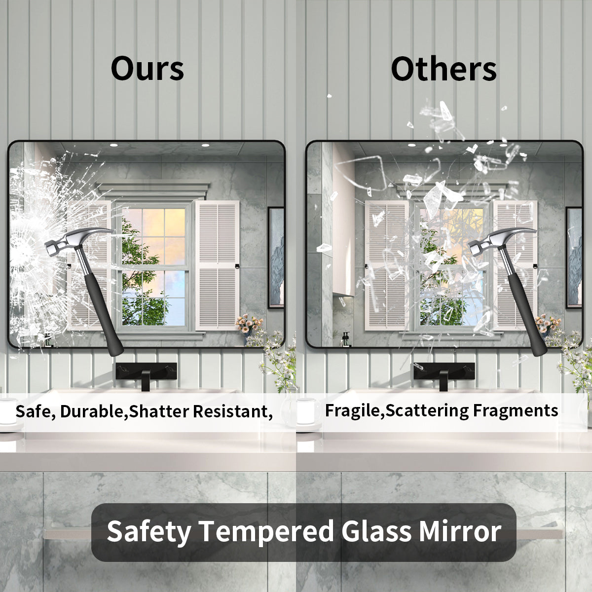 FMNP Taimei 48 in. W x 36 in. H Rectangular Framed Wall Bathroom Vanity Mirror