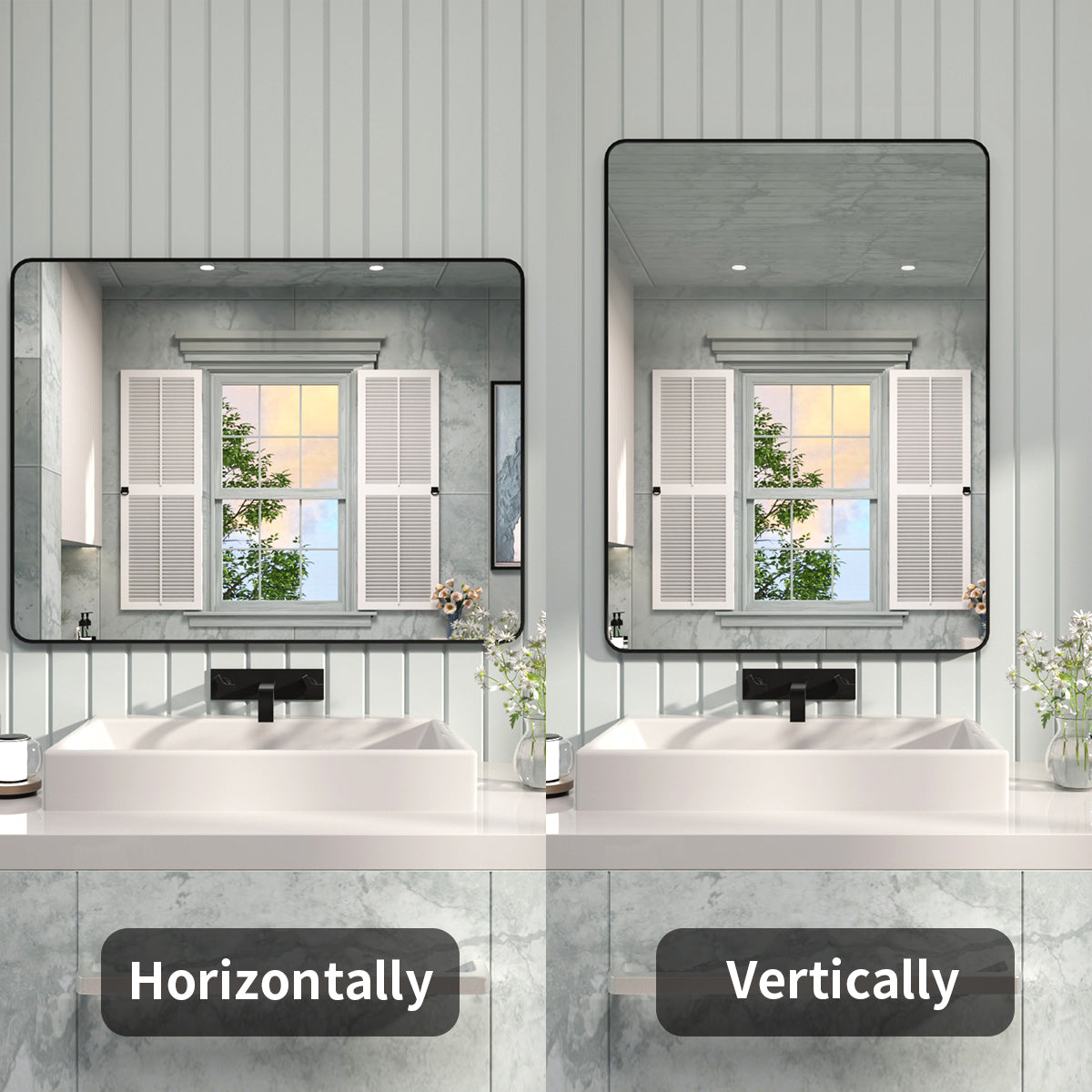 FMNP Taimei 48 in. W x 36 in. H Rectangular Framed Wall Bathroom Vanity Mirror