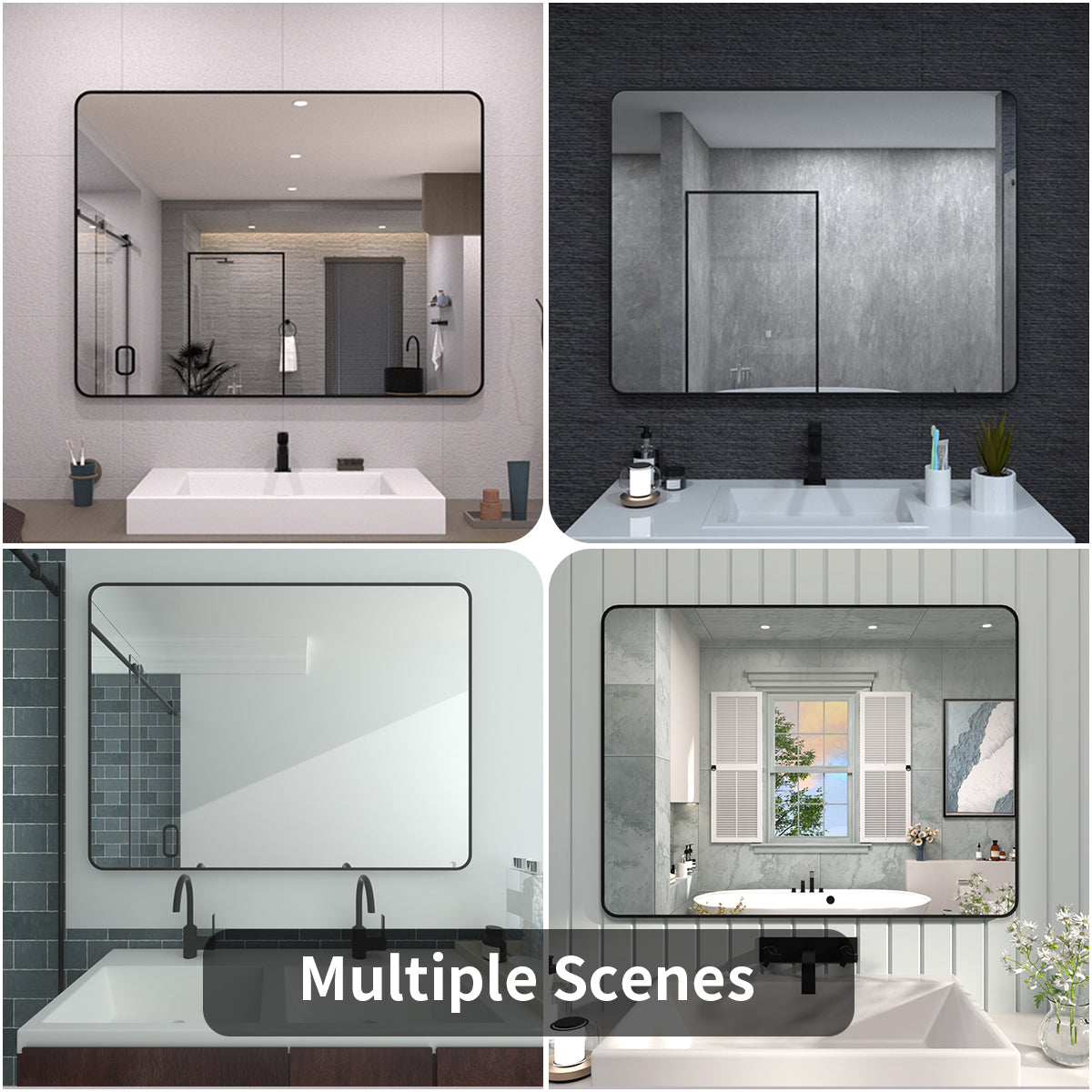 FMNP Taimei 48 in. W x 36 in. H Rectangular Framed Wall Bathroom Vanity Mirror