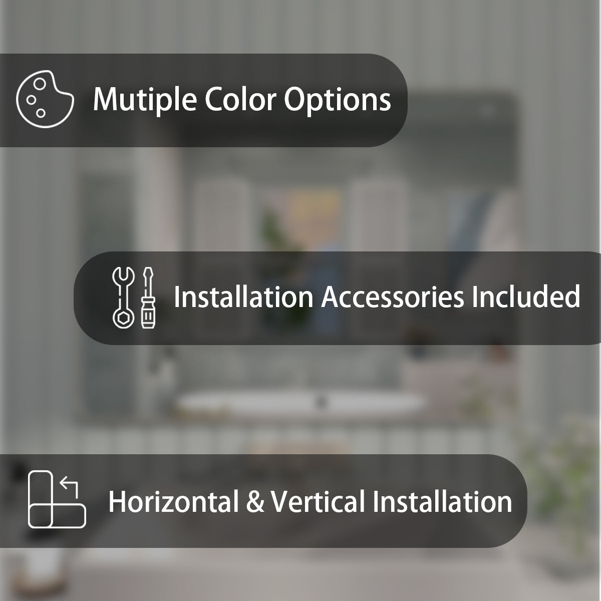 FMNP Taimei 48 in. W x 36 in. H Rectangular Framed Wall Bathroom Vanity Mirror