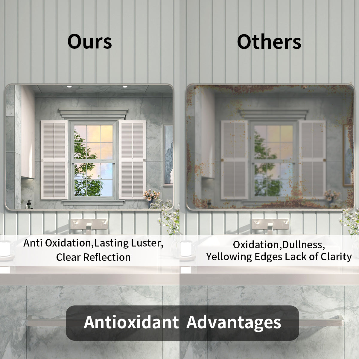 FMNP Taimei 48 in. W x 36 in. H Rectangular Framed Wall Bathroom Vanity Mirror