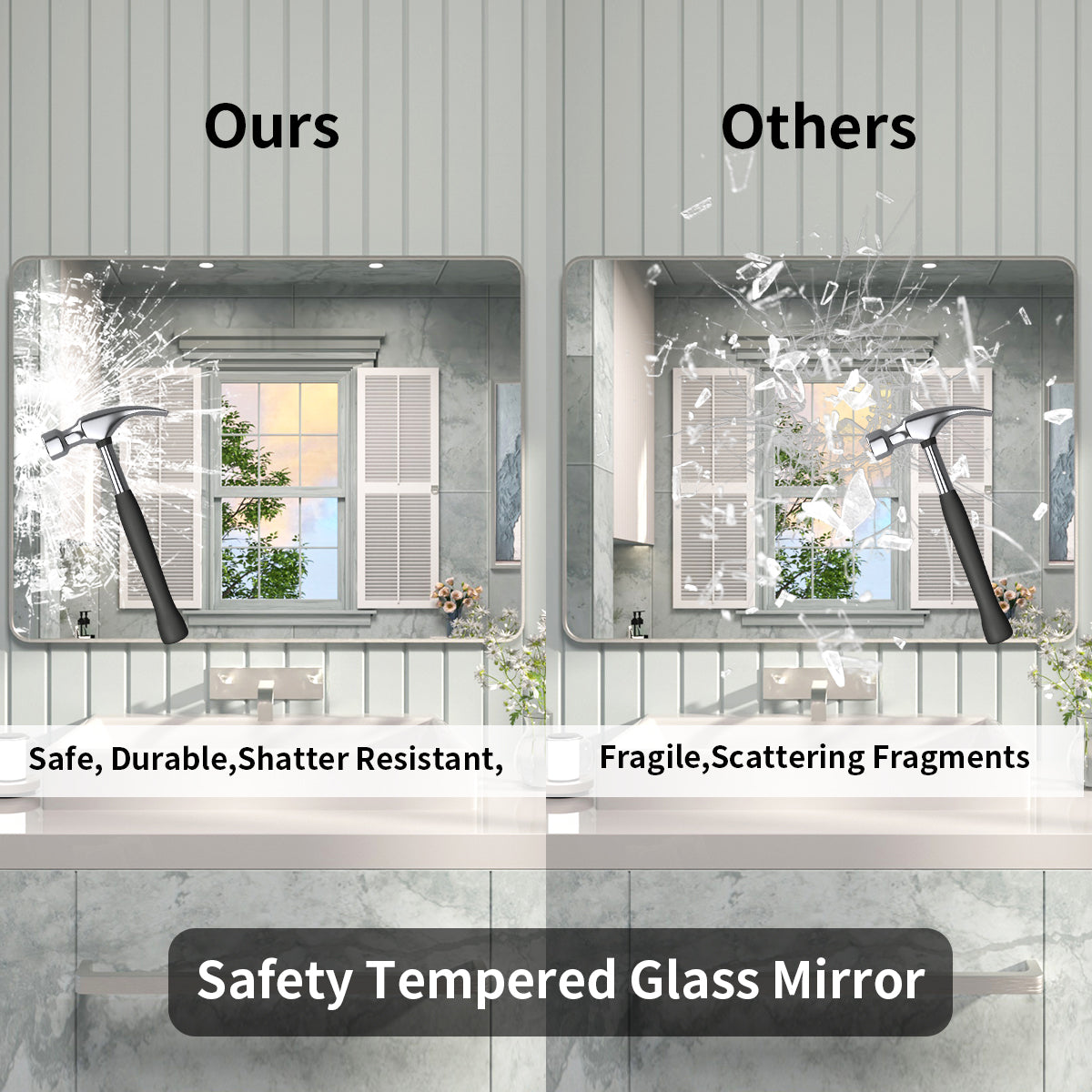 FMNP Taimei 48 in. W x 36 in. H Rectangular Framed Wall Bathroom Vanity Mirror