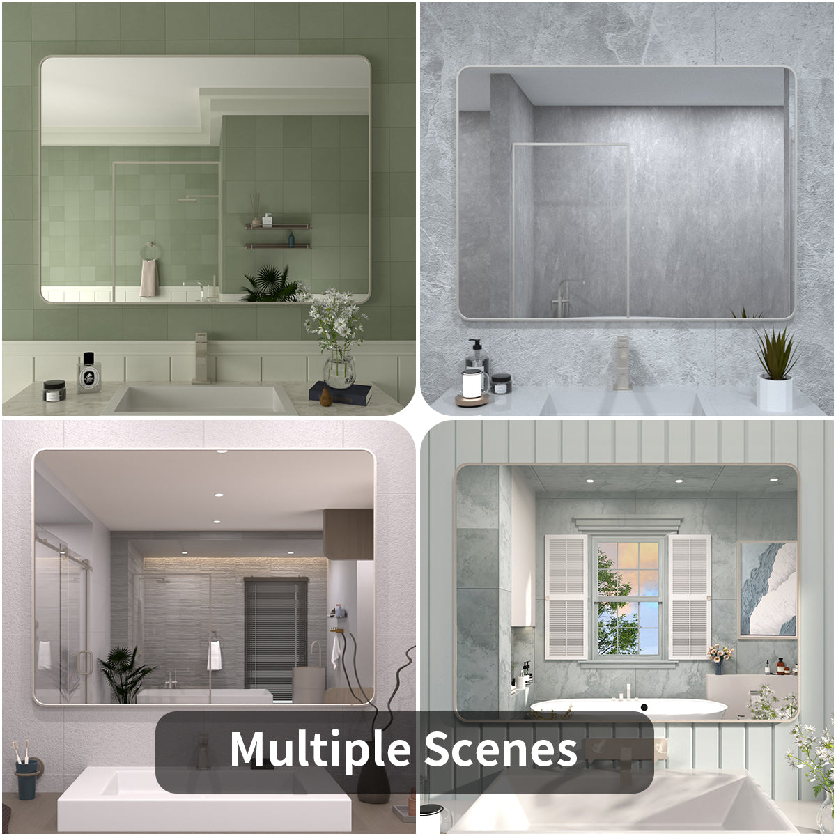 FMNP Taimei 48 in. W x 36 in. H Rectangular Framed Wall Bathroom Vanity Mirror