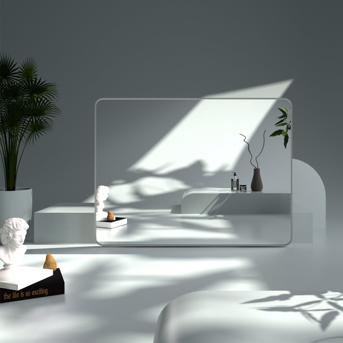 FMNP Taimei 48 in. W x 36 in. H Rectangular Framed Wall Bathroom Vanity Mirror