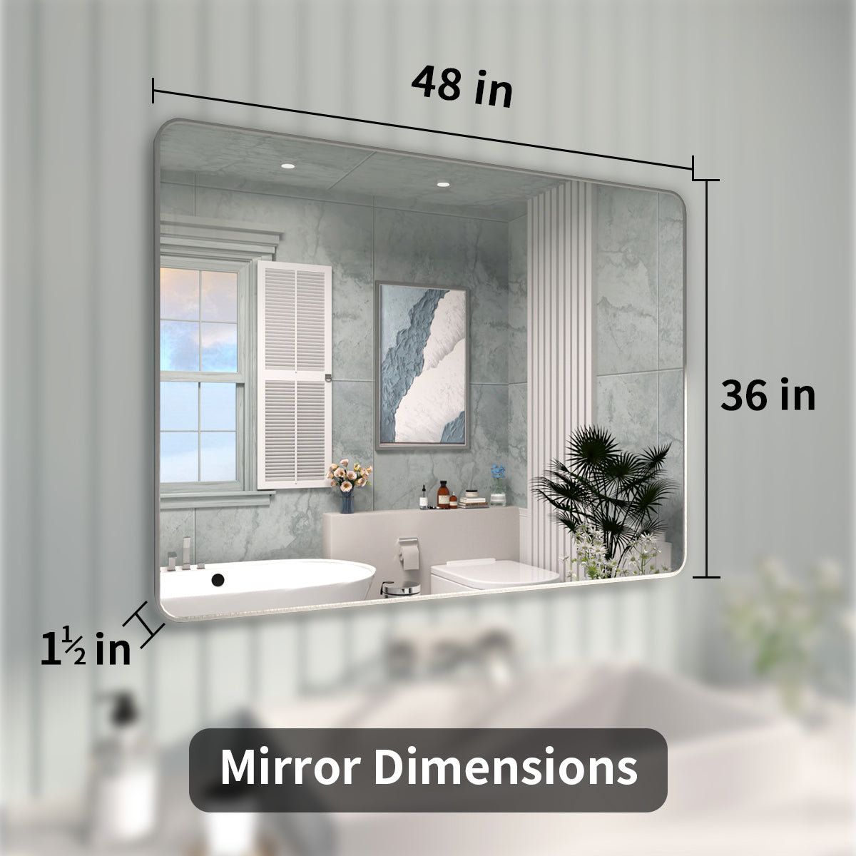 FMNP Taimei 48 in. W x 36 in. H Rectangular Framed Wall Bathroom Vanity Mirror