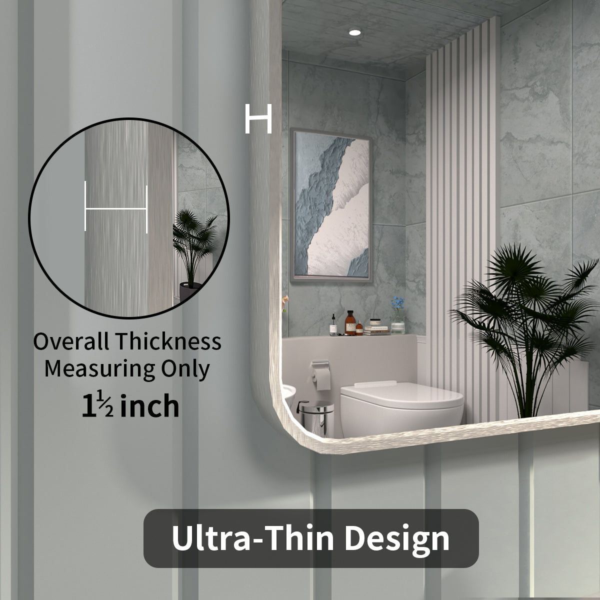 FMNP Taimei 48 in. W x 36 in. H Rectangular Framed Wall Bathroom Vanity Mirror