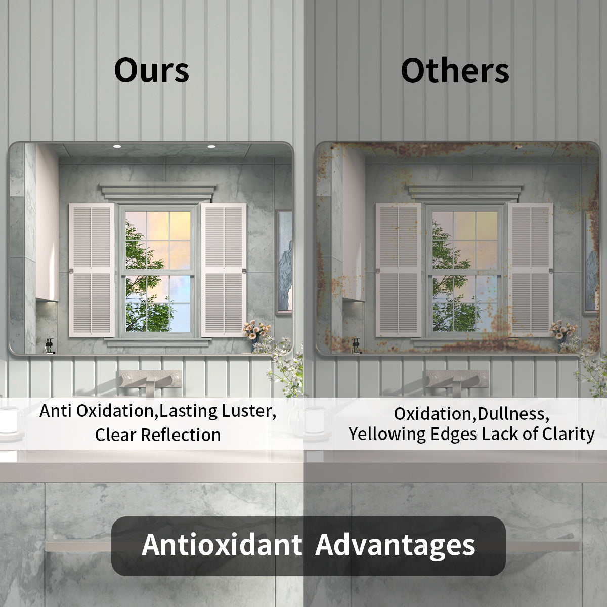 FMNP Taimei 48 in. W x 36 in. H Rectangular Framed Wall Bathroom Vanity Mirror