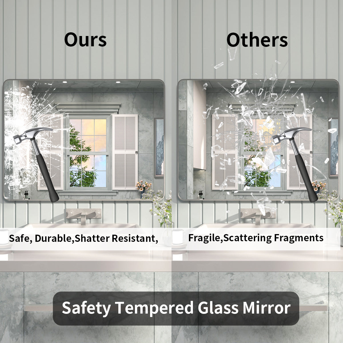 FMNP Taimei 48 in. W x 36 in. H Rectangular Framed Wall Bathroom Vanity Mirror