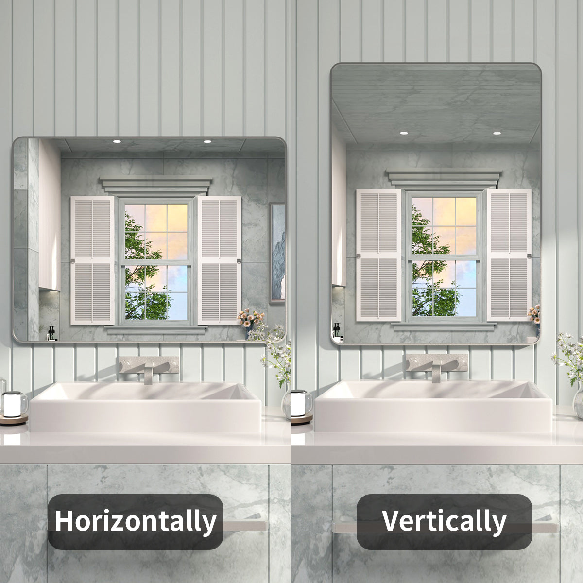 FMNP Taimei 48 in. W x 36 in. H Rectangular Framed Wall Bathroom Vanity Mirror