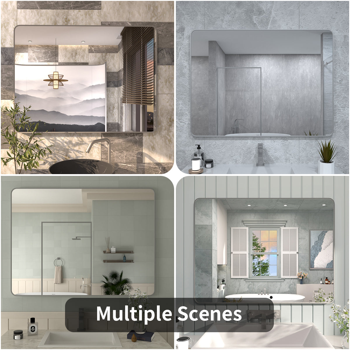 FMNP Taimei 48 in. W x 36 in. H Rectangular Framed Wall Bathroom Vanity Mirror