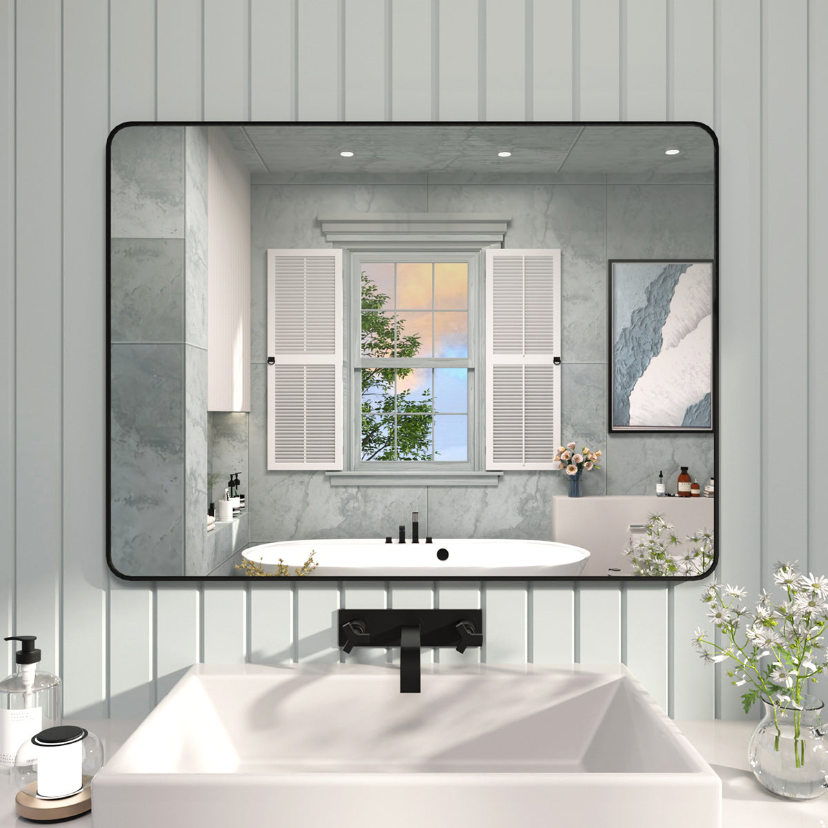 FMNP Taimei 48 in. W x 36 in. H Rectangular Framed Wall Bathroom Vanit, image size:1200x1200