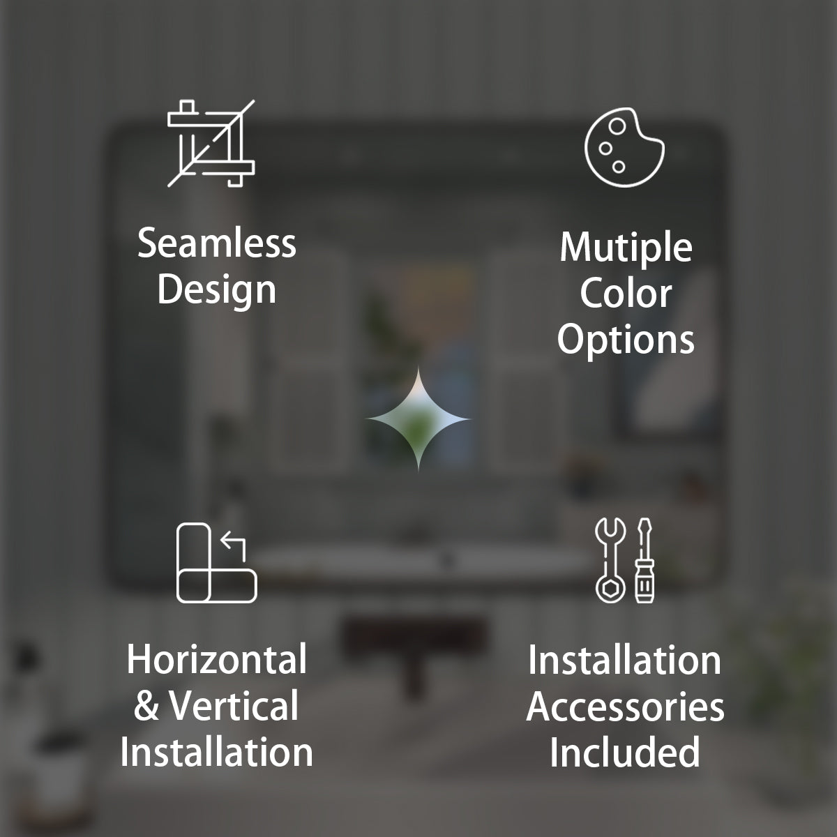 FMNP Taimei 48 in. W x 36 in. H Rectangular Framed Wall Bathroom Vanity Mirror